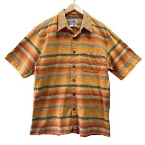 The Territory Ahead Button Down Shirt Mens XL Orange Striped Southwestern Earthy